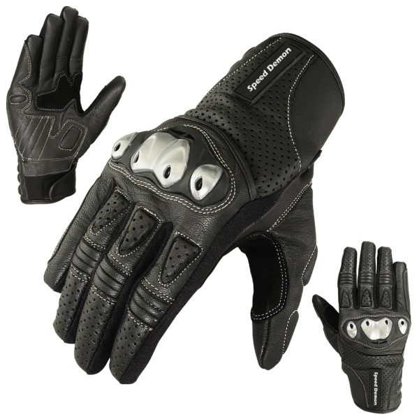 Classic Leather Biker Gloves